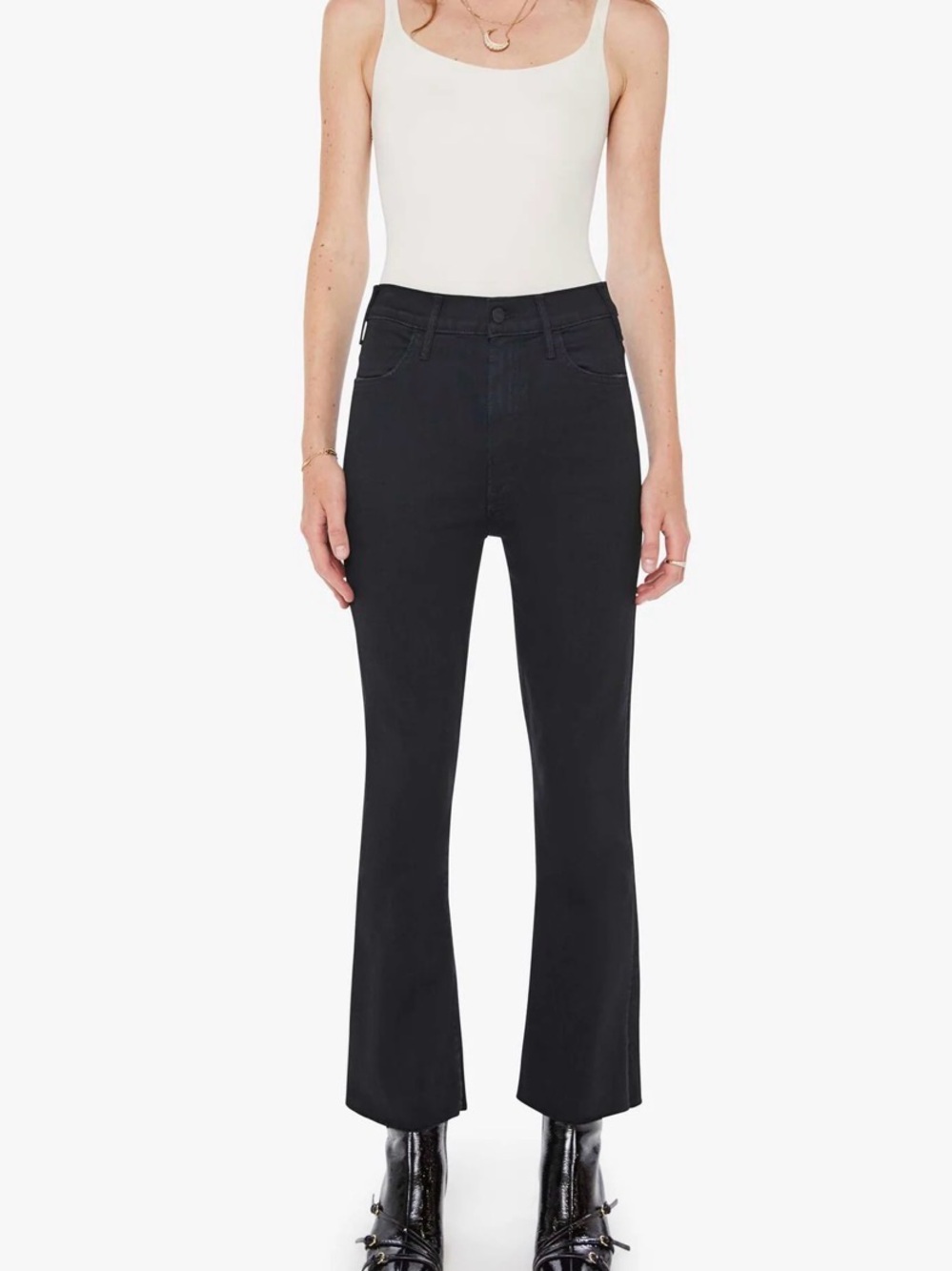 MOTHER Black Ankle Flare Jeans